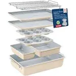 Bakken Swiss Bakken 8-Piece Stackable Bakeware Set - Ceramic Non-Stick Coating, Baking Sheets, Assorted Baking Pans, PTFE, PFOA & PFOS Free - Healthy