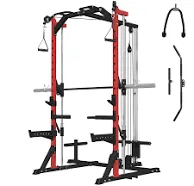 RitFit M1 & M1 Pro Smith Machine with Cable Crossover System, Multi-Function Squat Rack Power Cage for Home Gym, Power Rack and Packages