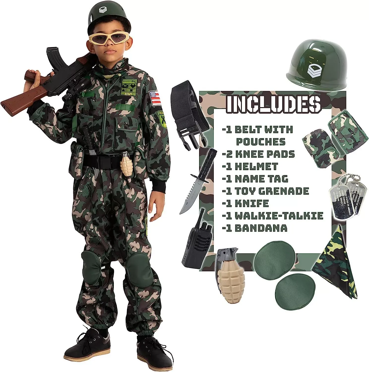 Syncfuns Camo Trooper Costumes Outfit for kids, Halloween Dress Up