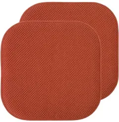 Sweet Home Collection Chair Cushion Memory Foam Pads Honeycomb Pattern Slip Non Skid Rubber Back Rounded Square 16" x 16" Seat Cover