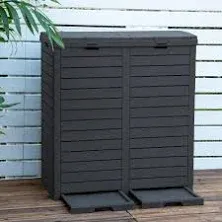 62 Gallon Outdoor Resin Garbage Bins with Dual Lid and Drip Trays