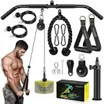 RENRANRING Fitness LAT and Lift Pulley System Gym - Upgraded LAT Pull Down Cable Machine Attachments, Loading Pin, Handle and Tricep Rope, for