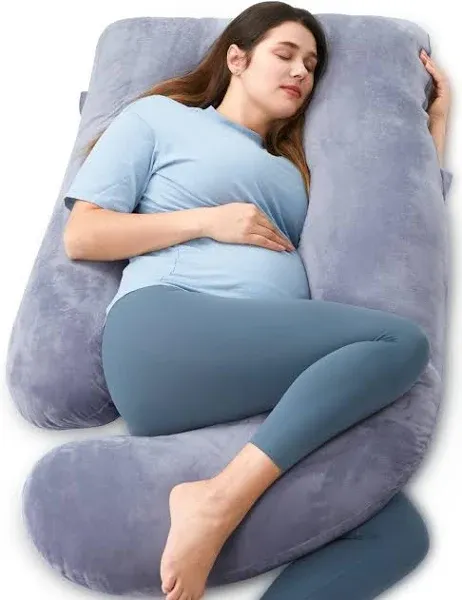 Momcozy Pregnancy Pillows for Sleeping, U Shaped Full Body Pillow 57 inch for Pregnant Women with Back, Hip, Leg, Belly Support, Washable Jersey