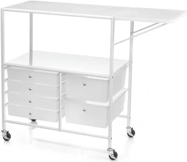 Essex Drawers &amp; Rolling Storage Cart with Tray and Extandable Table Simply