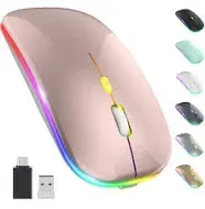 【Upgrade】 LED Wireless Mouse Slim Silent Mouse 2.4G Portable Mobile Optical O...