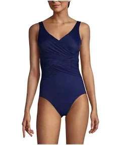 Women's Lands' End SlenderSuit DD-Cup Surplice One-Piece Swimsuit