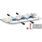 Sea Eagle 437, 2 Person Swivel Seat Package Catamaran Boat, Motor, Self Bailing