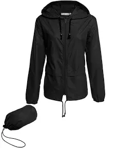 Avoogue Lightweight Raincoat Women Waterproof Windbreaker Packable Outdoor Hooded Rain Jacket