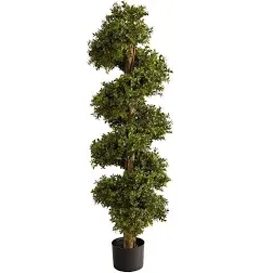 33 in. Artificial Boxwood Topiary Spiral Tree (Indoor/Outdoor)