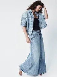 Free People Come As You Are Denim Maxi Skirt