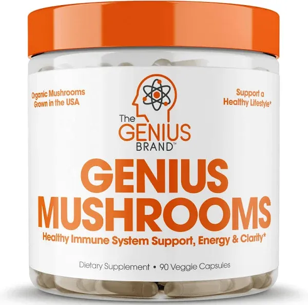 The Genius Brand Genius Mushroom Supplement Lions Mane Cordyceps Reishi Brain Nootropic