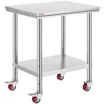 Mophorn Stainless Steel Work Table with Wheels 24 x 30 x 32 inch Prep Table with 4 Casters Heavy Duty Work Table for Commercial Kitchen Restaurant