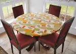 Covers for The Home Deluxe Elastic Edged Flannel Backed Vinyl Fitted Table Cover - Olive Patch Pattern - Small Round - Fits Tables Up to 40 inch - 44