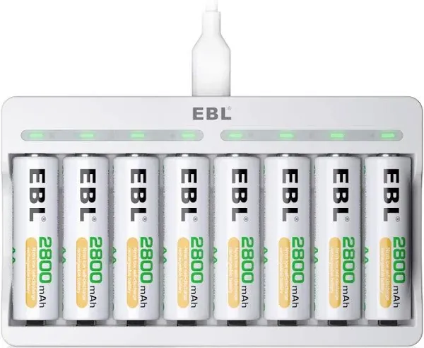 EBL 16 Pack AA 2800mAh Rechargeable Batteries with Battery Storage Case - UL. 16AA28