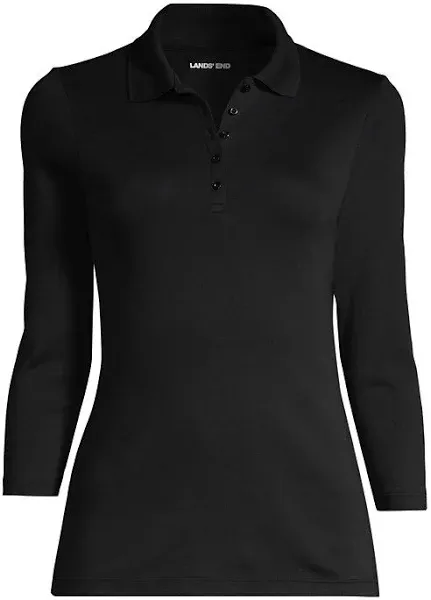 Lands' End Women's Petite 3/4 Sleeve Supima Cotton Polo Shirt