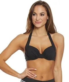 Tommy Bahama Pearl Solid Underwire Molded Cup Halter Bra Black L73633 Size 36C