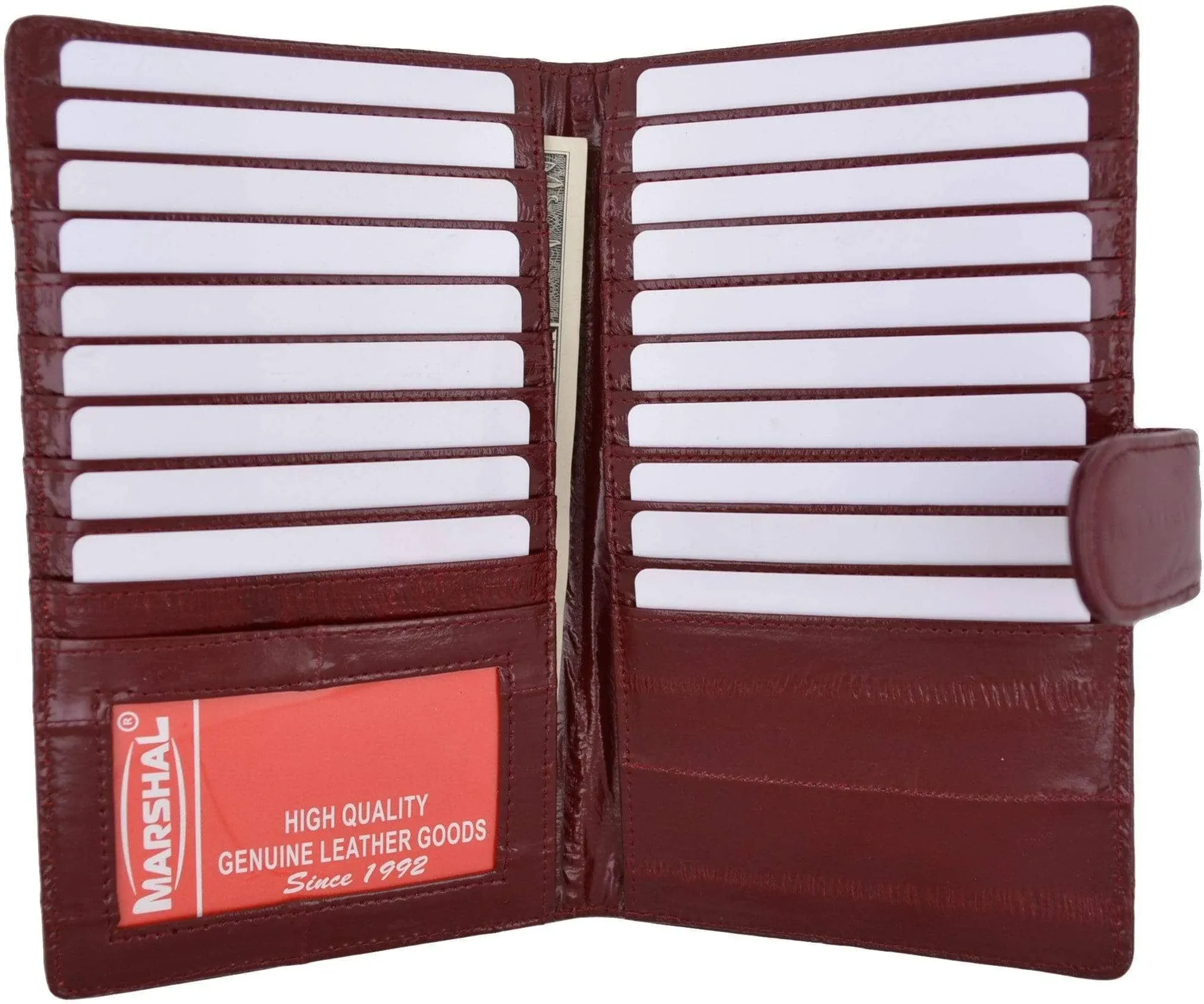 Marshal Eel Skin Leather Credit Card Holder Wallet 19 Card Slots & 1 ID Window ...