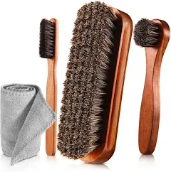 4 Pcs Horsehair Shine Shoes Brush Kit