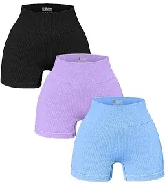 3 Piece for Women Yoga Shorts Workout Athletic Seamless High Wasit Gym Leggings.