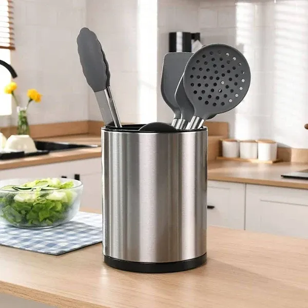 Stainless Steel Cooking Utensil Holder,360° Rotating Kitchen Utensil Holder,E...