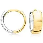 Ross-Simons Sterling Silver and 14kt Yellow Gold Reversible Huggie Hoop Earrings, Women's, Size: One size, White