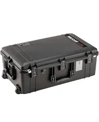 Pelican 1595 Case by ColorCase - Black - Large Sized Waterproof Case with Grey Padded Dividers & Convoluted Lid Foam - Orange Handles & Latches