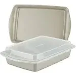 Rachael Ray - 3-Piece Nonstick Bakeware Pan Set with Lid - Silver