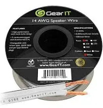 14AWG Speaker Wire, GearIT Pro Series 14 AWG Gauge Speaker Wire Cable Great Use for Home Theater Speakers and Car Speakers