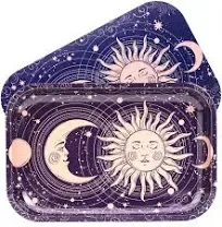 Kunglun Sun Moon Rolling Tray with Magnetic Lid 11''x7'' Large Storage Decorative Tray