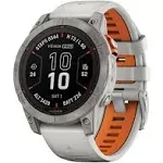 Garmin fenix 7 Pro Sapphire Solar Built-in Flashlight Solar Charging Capability Fog Gray/Ember Orange Multisport GPS Smartwatch - 010-02777-20