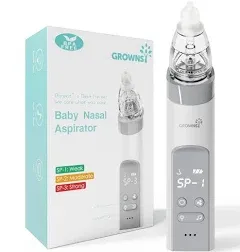 Grownsy Nasal Aspirator for Baby, Electric Nose Aspirator for Toddler, Baby Nose Sucker, Automatic Nose Cleaner with 3 Silicone Tips, Adjustable