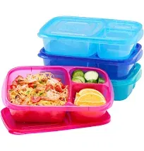 Easylunchboxes Bento Lunch Boxes Reusable 3-Compartment Food Containers for School, Work, and Travel