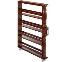 Wooden Can Organizer Spice Rack Slim Rolling Kitchen Cart - Natural