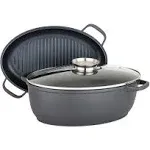 Viking 3-in-1 8.6 Quart Die Cast Oval Roaster with Glass Basting Lid