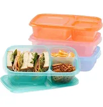 Easylunchboxes Bento Lunch Boxes Reusable 3-Compartment Food Containers for School, Work, and Travel