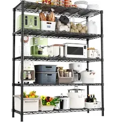 Storage Shelves Heavy Duty, 48" L x 20" W x 72" H Garage Wire Shelving Unit Loads 2000LBS, 5-tier Adjustable Metal Industrial Utility Shelf Rack for Kitchen, Laundry Room, Pantry, Warehouse, Basement