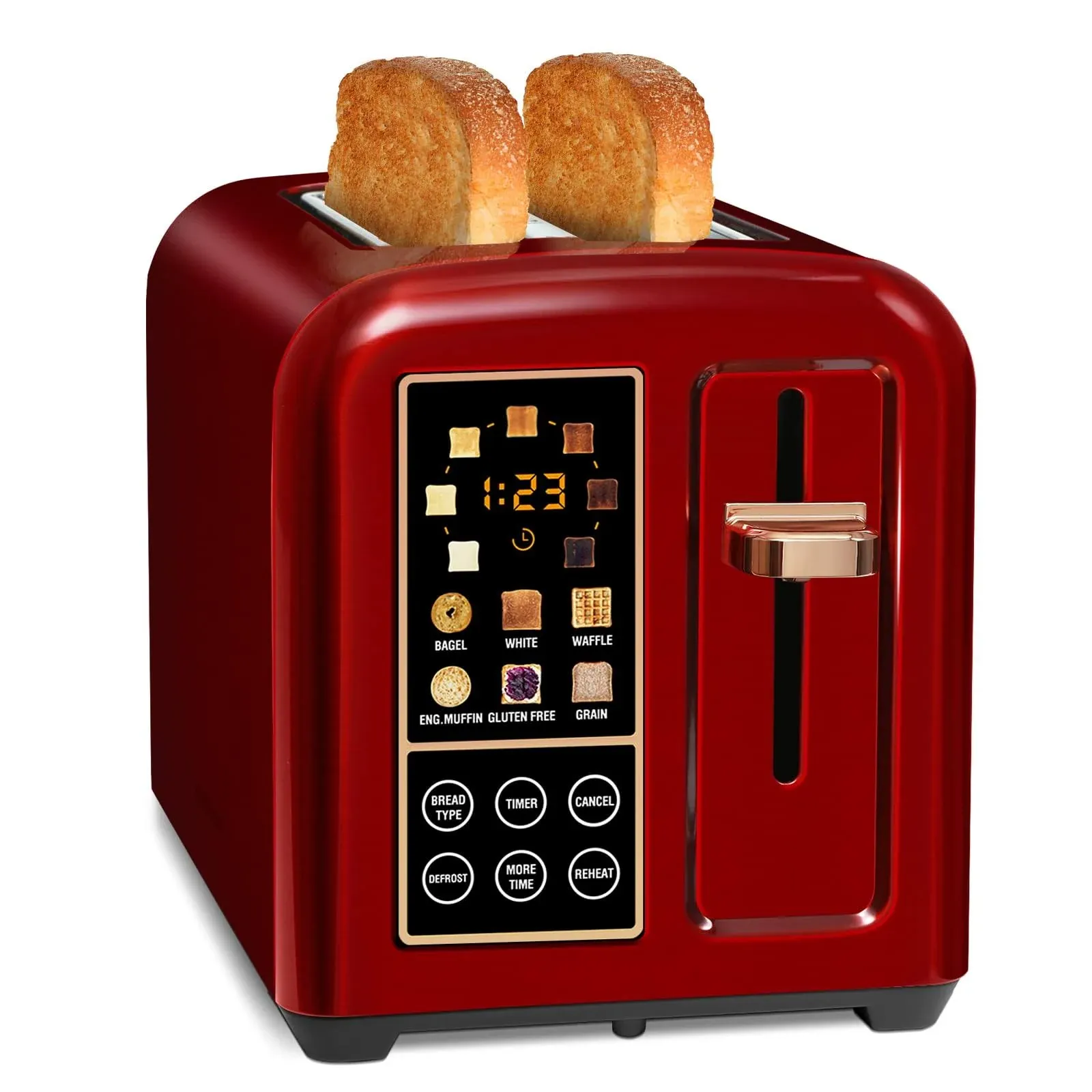 SEEDEEM Toaster 2 Slice, Stainless Bread Toaster Touch LCD Display, 50% Faster ...