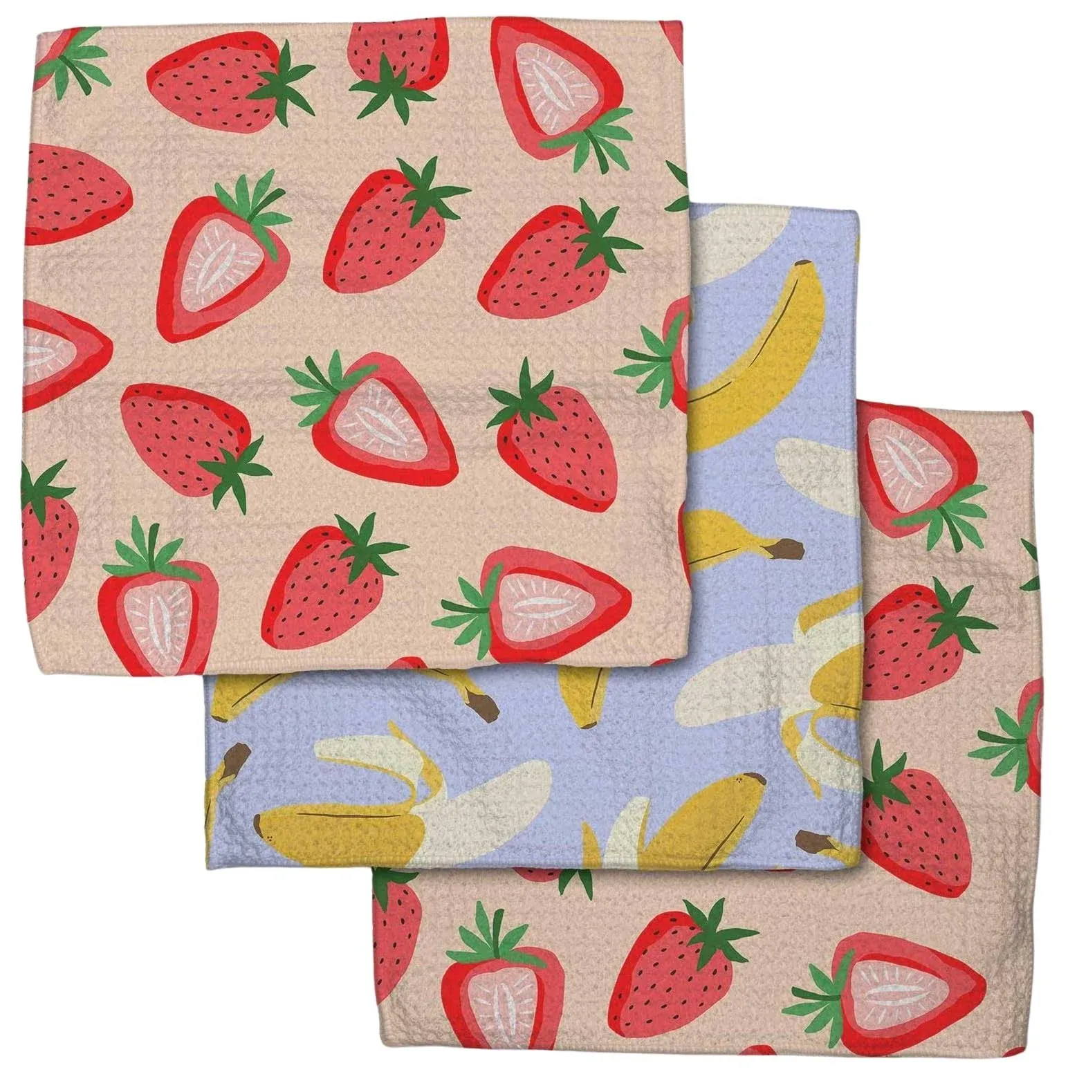 GEOMETRY Kitchen Dish Cloths - Quick Dry Dishcloths for Kitchen - Premium Dish Rags with Geoweave (Strawberry Banana)