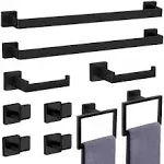 10-Pieces Matte Black Bathroom Accessories Set  23.6 Inch Bath Towel Bar Set