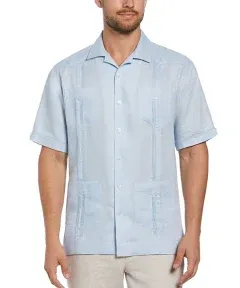 Cubavera Mens Big &amp; Tall Guayabera 100% Linen Button Down Shirt Light Blue 3XL