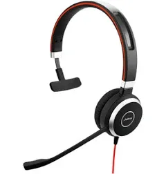 Jabra Evolve 40 UC Over-the-Head Mono Headset with Noise-Cancelling Microphone, Black