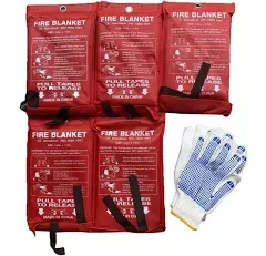 5 Pack 39.9x39.3 Fire Blanket Fire Suppression Blanket | Fiberglass Fire Blankets Emergency for People Flame Retardant Fireproof Survival Safety Kitchen, Fireplace, Car, Office, Warehouse