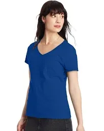 Hanes Women's Perfect-t V-neck T-shirt, Ring-spun Cotton Short Sleeve Tee for Women