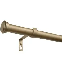 Exclusive Home Topper 1&#034; Curtain Rod and Coordinating Finial Set, Gold, Adjus...