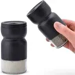 Home EC Salt and Pepper Shaker Set of 2 with Adjustable Pour Settings (Black)