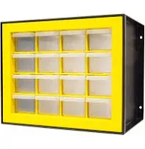 16 Drawer Parts Cabinet, Black/Yellow