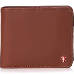 Alpine Swiss RFID Mathias Mens Wallet Deluxe Capacity Passcase Bifold With Divided Bill Section