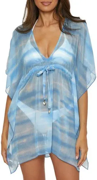 Washed Away Chiffon Cover-up Tunic In Ice Blue