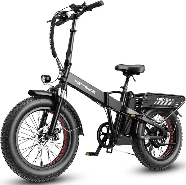 Heybike Mars 2.0 Electric Bike for Adults with 1400W Peak Motor, 28MPH Top Speed,and 600Wh Removable Battery,UL Certificated Folding Electric Bicycle with 20"×4" Fat Tire and Full Suspension