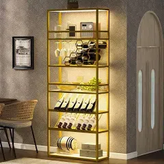 Merax LED Tall Bar Cabinet Wine Rack